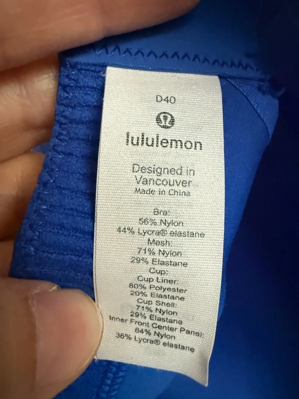 lululemon athletica Swift Speed Cerulean Blue Active Bra, 40D - Picture 3 of 3